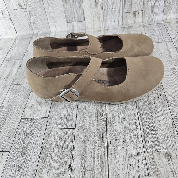 Birkenstock TRACY Mary Jane Shoes Womens 9 EU 40 Nubuck Leather Tan Beige Buckle - Picture 12 of 16